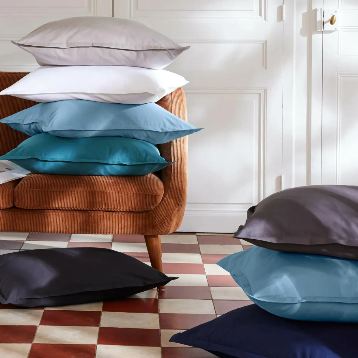 Housse de couette percale de coton (200 x 200 cm) Cali Bleu ciel