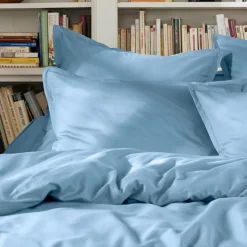 Housse de couette percale de coton (280 x 240 cm) Cali Bleu ciel