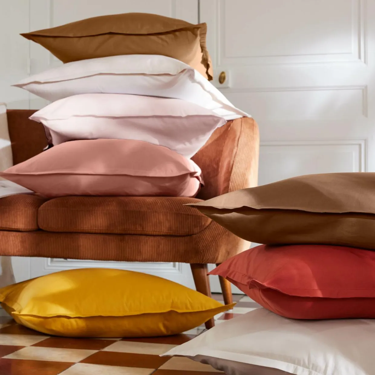 Housse de couette percale de coton (140 x 200 cm) Cali Jaune moutarde
