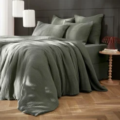 Housse de couette quadruple gaze de coton (200 x 200 cm) Victoria x Gaïa Vert romarin
