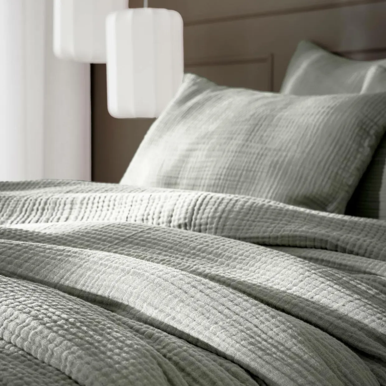 Housse de couette quadruple gaze de coton (200 x 200 cm) Victoria x Gaïa Vert romarin