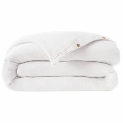 Housse de couette quadruple gaze de coton (280 x 240 cm) Victoria x Gaïa Blanc chantilly