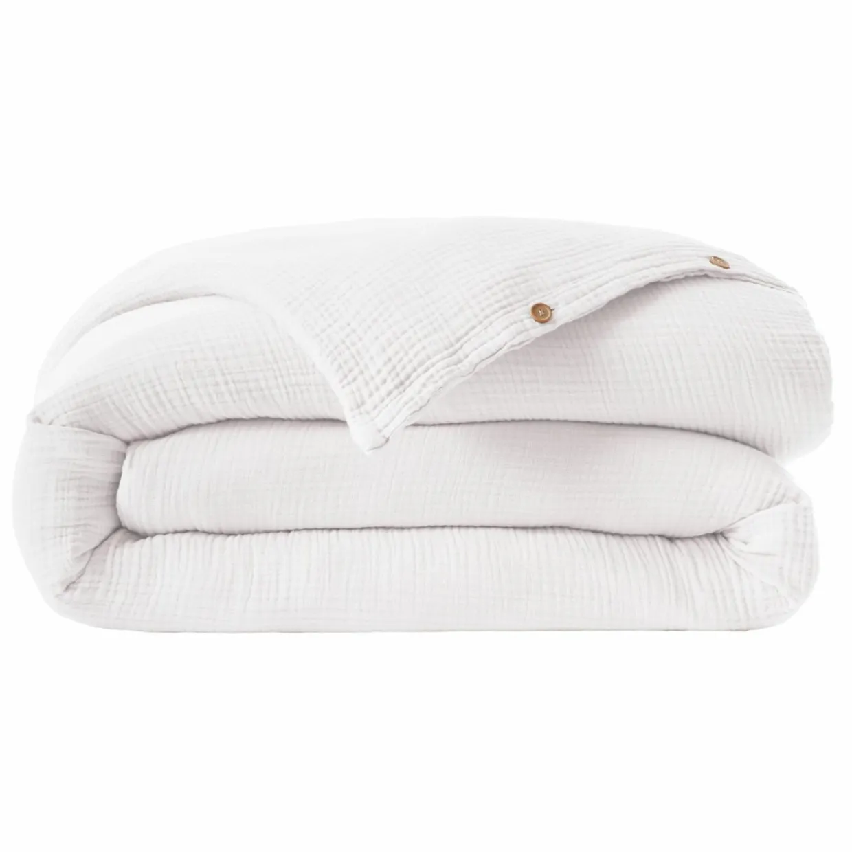 Housse de couette quadruple gaze de coton (260 x 240 cm) Victoria x Gaïa Blanc chantilly