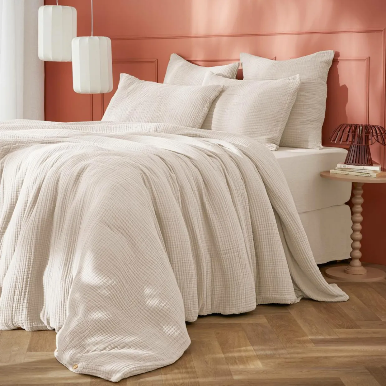 Housse de couette quadruple gaze de coton (200 x 200 cm) Victoria x Gaïa Beige pampa