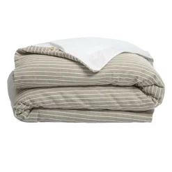 Housse de couette réversible coton texturé et percale (140 x 200 cm) Alice Ecru