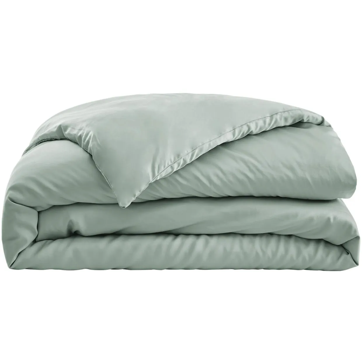 Housse de couette satin de bambou (260 x 240 cm) Sienna Vert eucalyptus