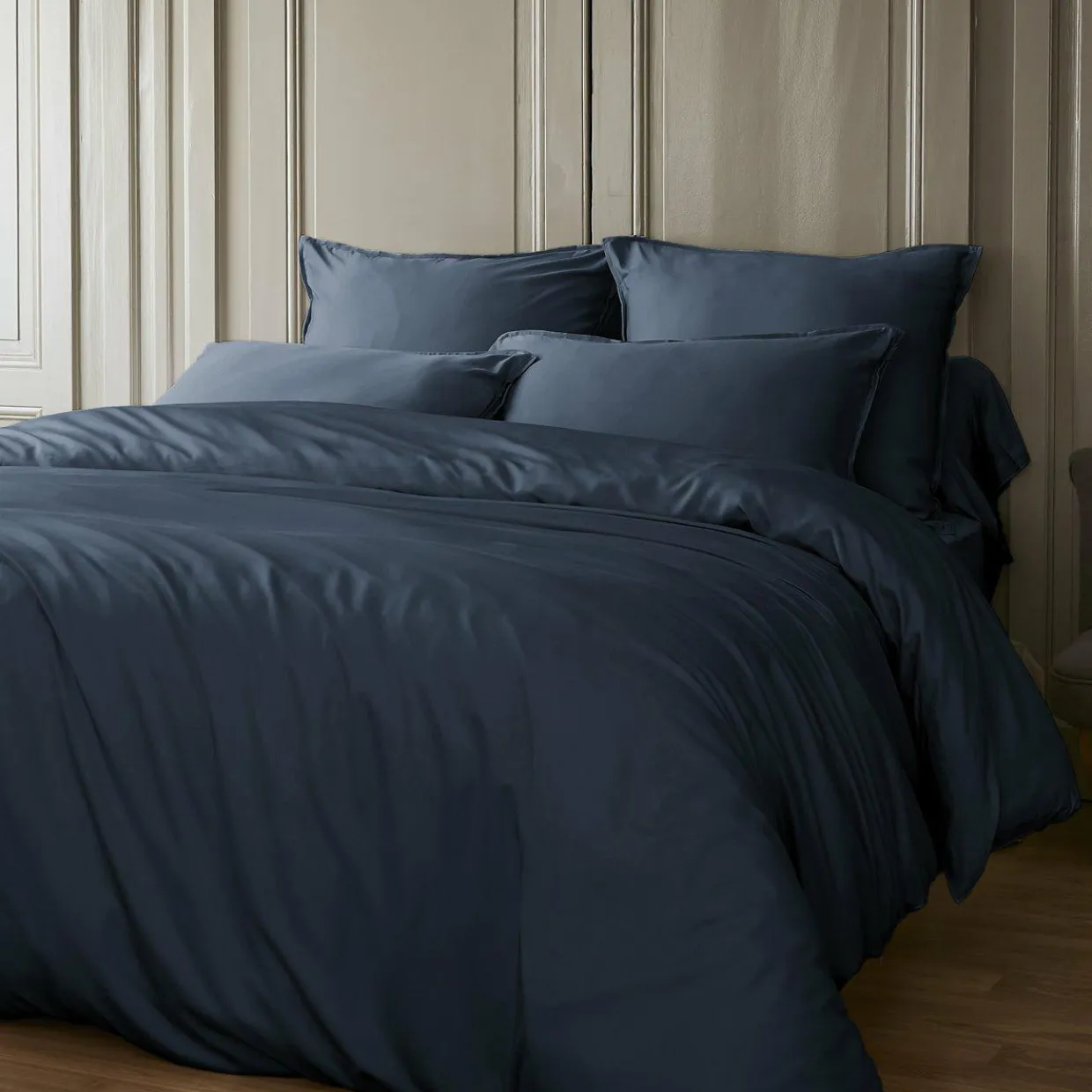 Housse de couette satin de bambou (140 x 200 cm) Sienna Bleu nuit