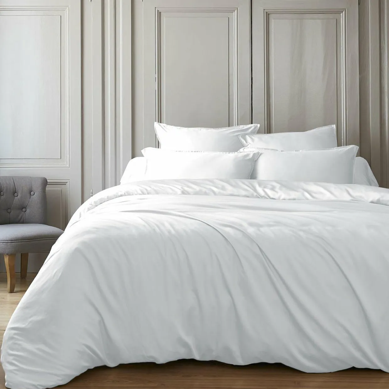 Housse de couette satin de bambou (240 x 220 cm) Sienna Blanc chantilly