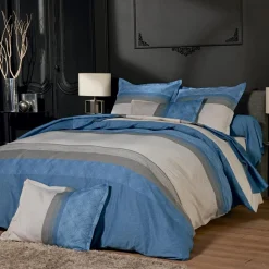 Housse de couette satin de coton (260 x 240 cm) Tiago Bleue