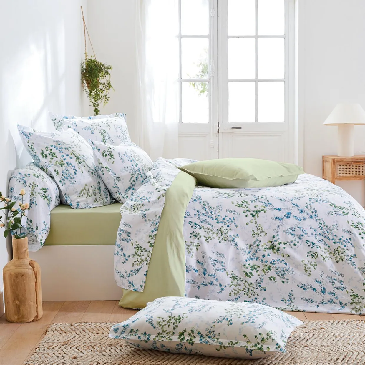Housse de couette satin de coton (260 x 240 cm) Angèle Vert tilleul