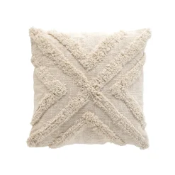 Housse de coussin carrée coton tufté (40 x 40 cm) Sheny Beige