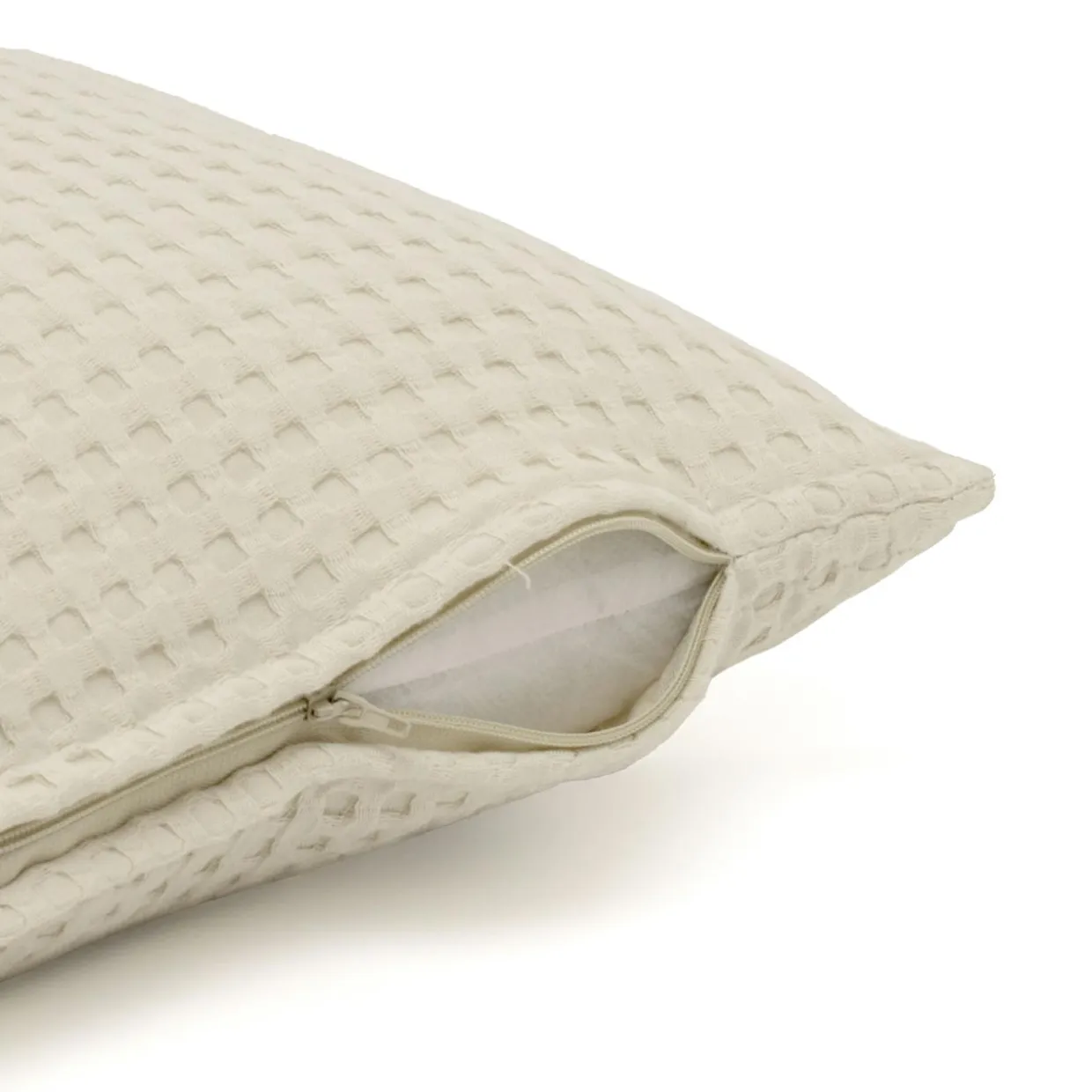 Housse de coussin carrée coton nid d'abeille (40 x 40 cm) Maya Beige pampa