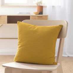 Housse de coussin carrée coton tissé (40 x 40 cm) Léa Jaune safran