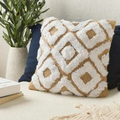 Housse de coussin carrée jute (40 x 40 cm) Damia Beige