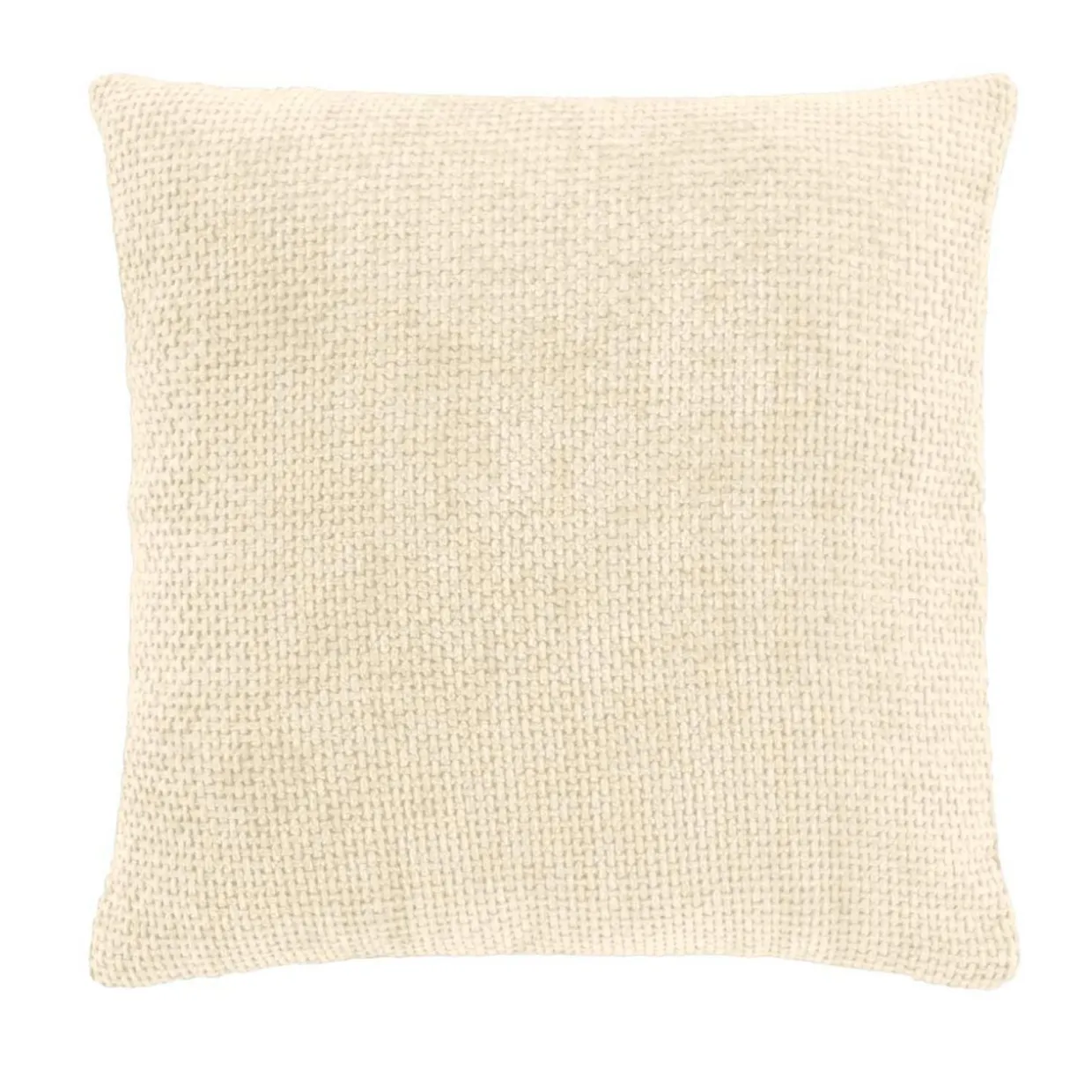 Housse de coussin carrée velours chenille en relief (40 x 40 cm) Leo Ecru