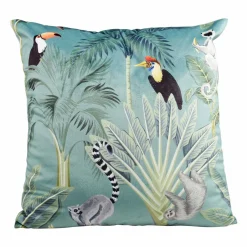 Housse de coussin carrée (40 x 40 cm) Jungle Bleue