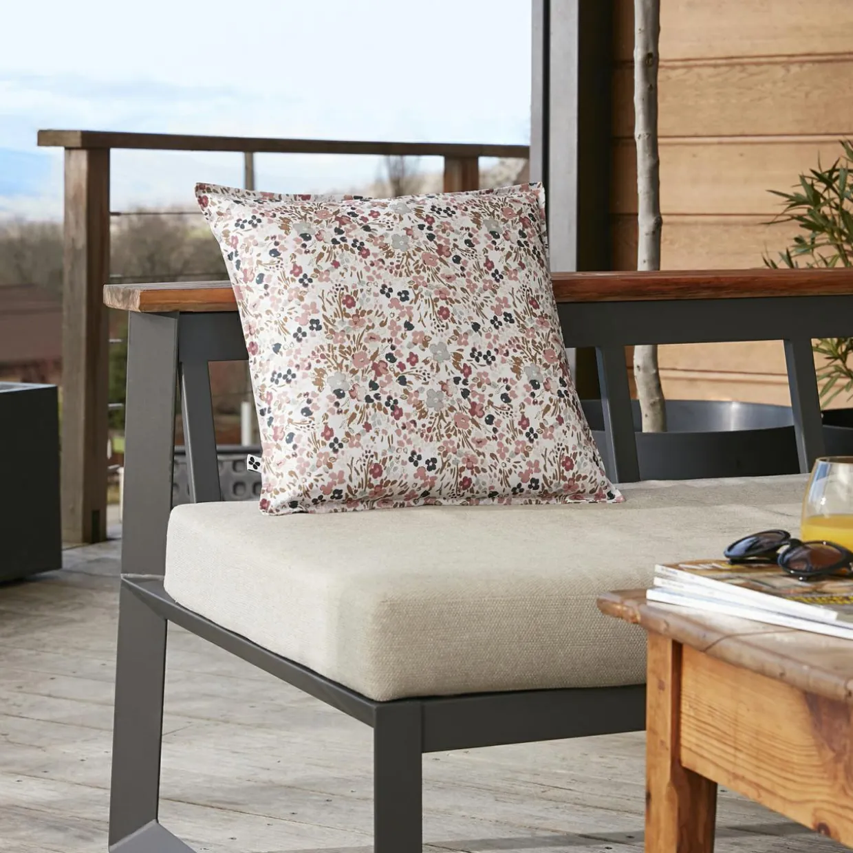 Housse de coussin extérieur carrée (45 x 45 cm) Capucine Beige