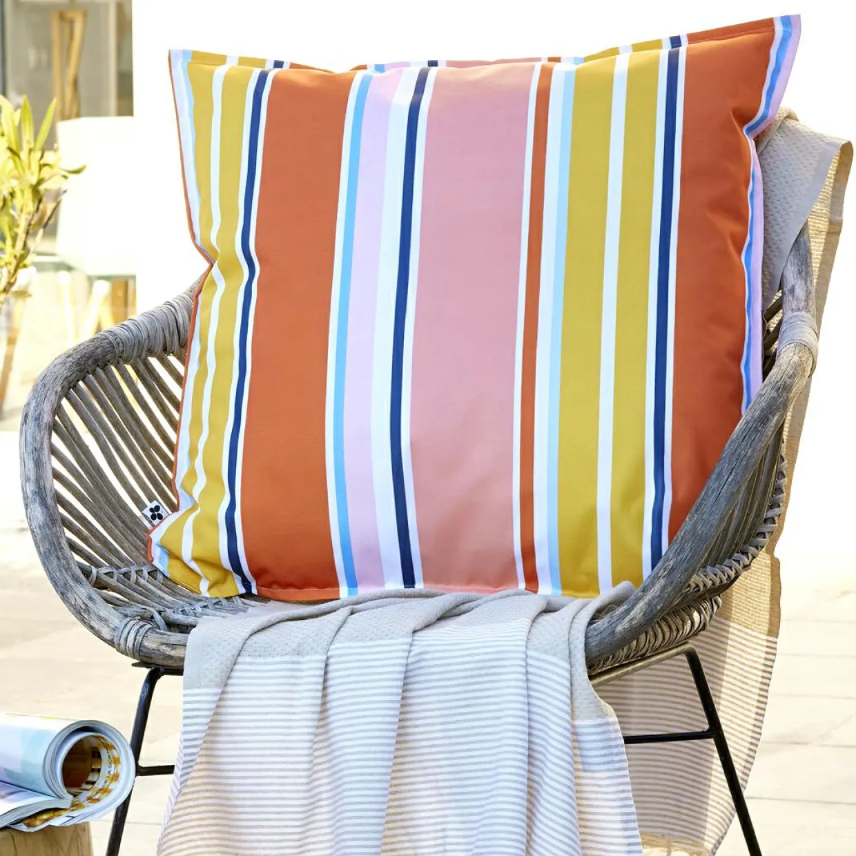 Housse de coussin extérieur carrée (60 x 60 cm) Bianca Jaune