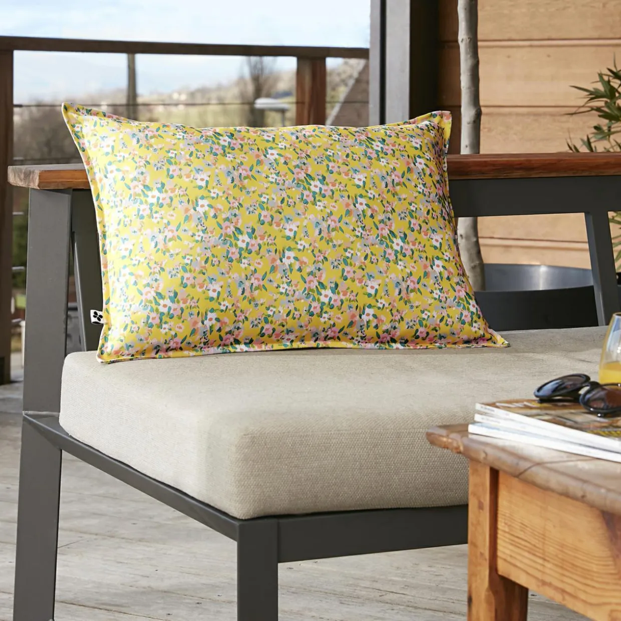 Housse de coussin extérieur rectangulaire (40 x 60 cm) Manon Jaune