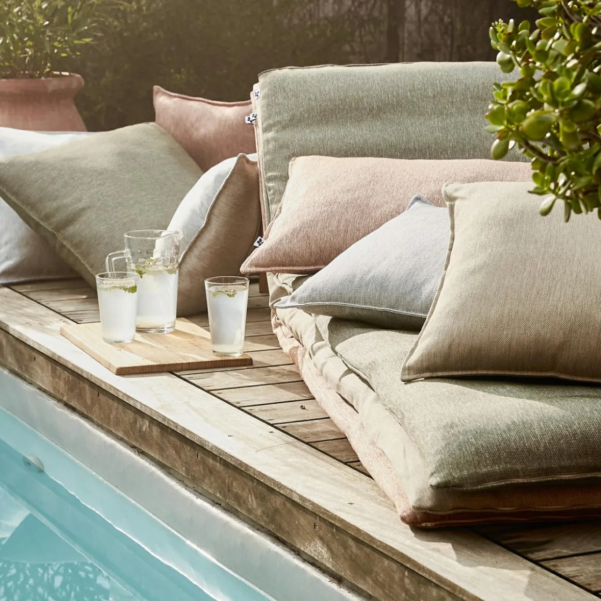 Housse de coussin pour bain de soleil (190 x 70 cm) Naia Vert nenuphar