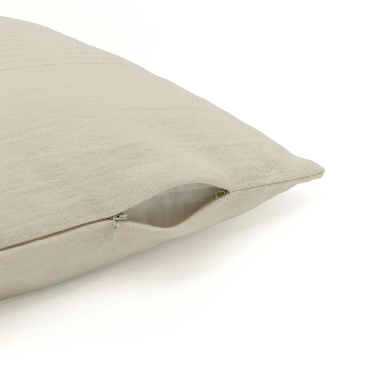 Housse de coussin rectangulaire coton tissé (30 x 50 cm) Léa Beige pampa