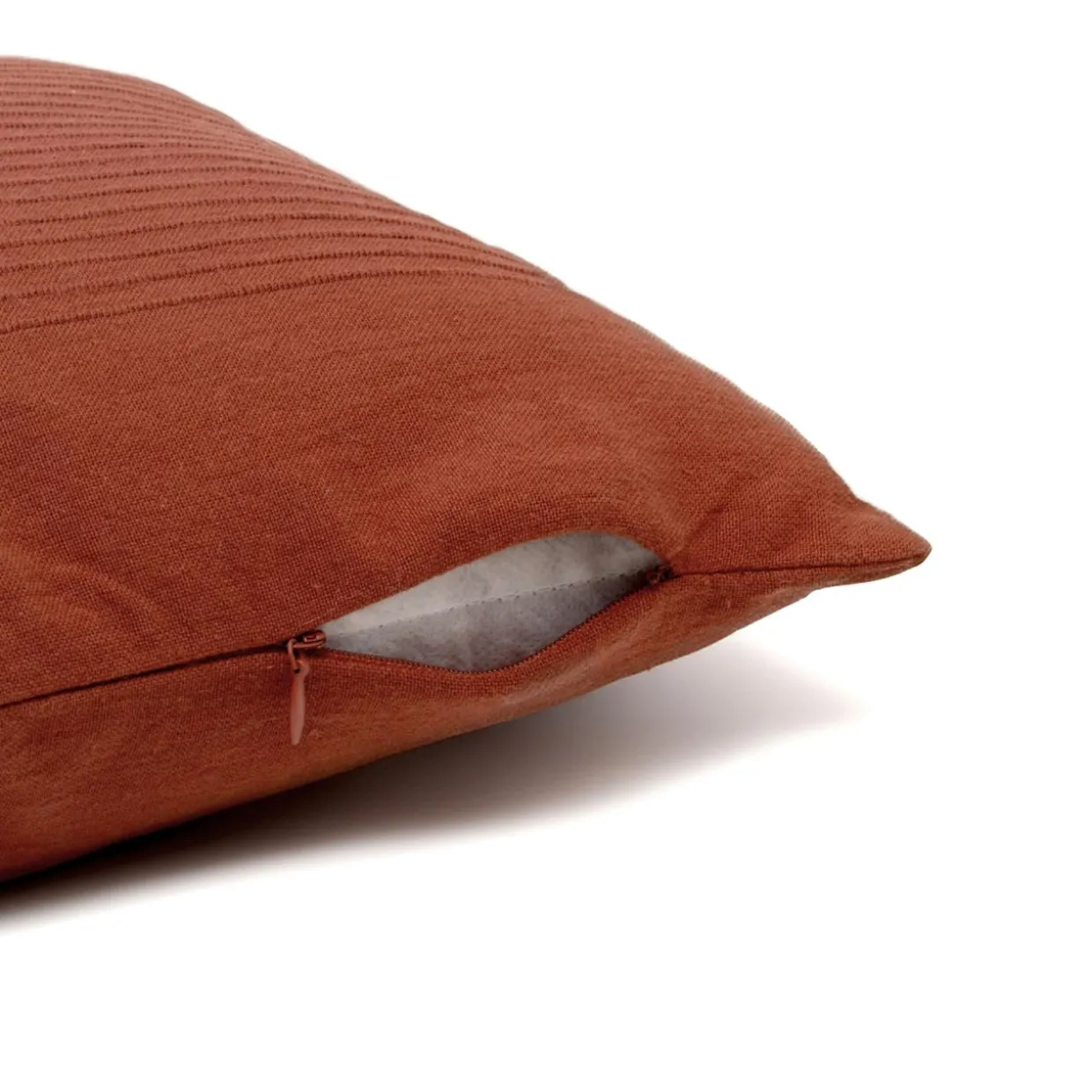 Housse de coussin rectangulaire coton tissé (30 x 50 cm) Léa Terracotta