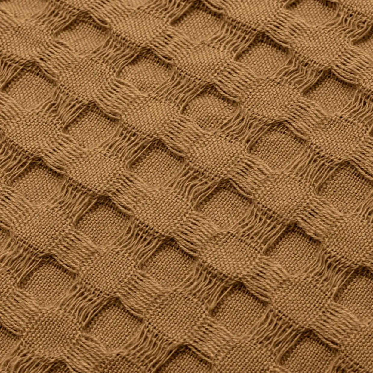 Housse de coussin rectangulaire coton nid d'abeille (30 x 50 cm) Maya Camel