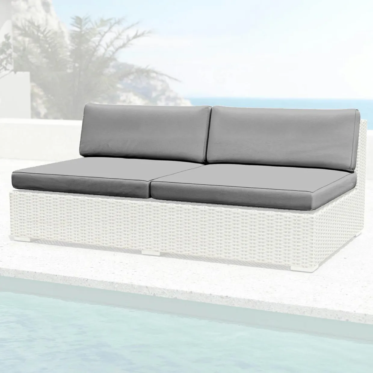 Housses de coussin de remplacement pour Chauffeuse 2 places Palma Gris anthracite