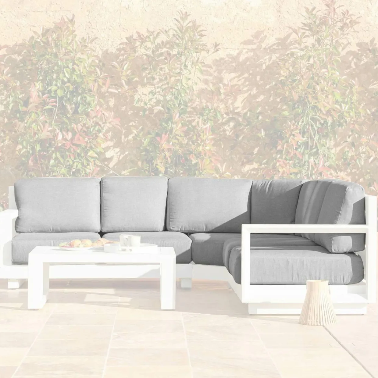 Housses de coussin de remplacement pour salon de jardin d'angle Elba Gris clair