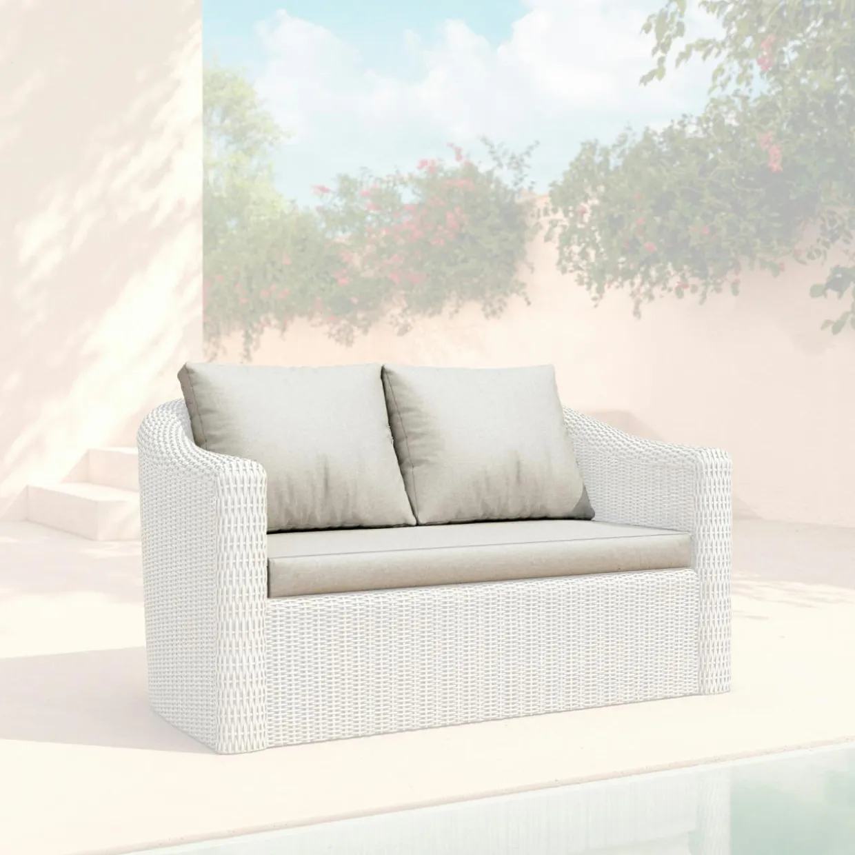 Housses de coussin de remplacement pour Canapé 2 places Calvi Gris clair