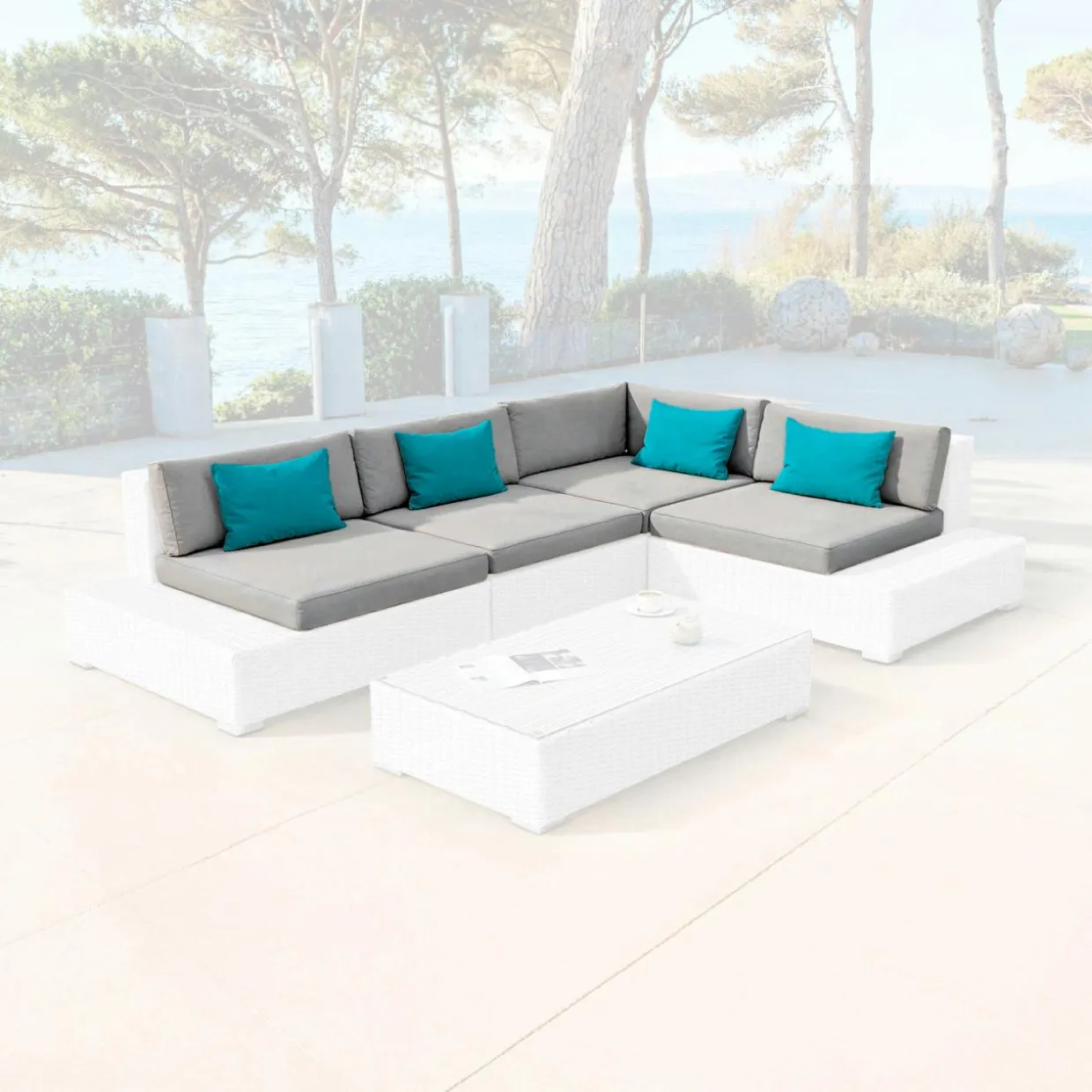 Housses de coussin de remplacement pour salon de jardin 5 places Palma Gris