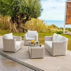 Housses de coussin de remplacement pour salon de jardin Calvi 4 places - Beige