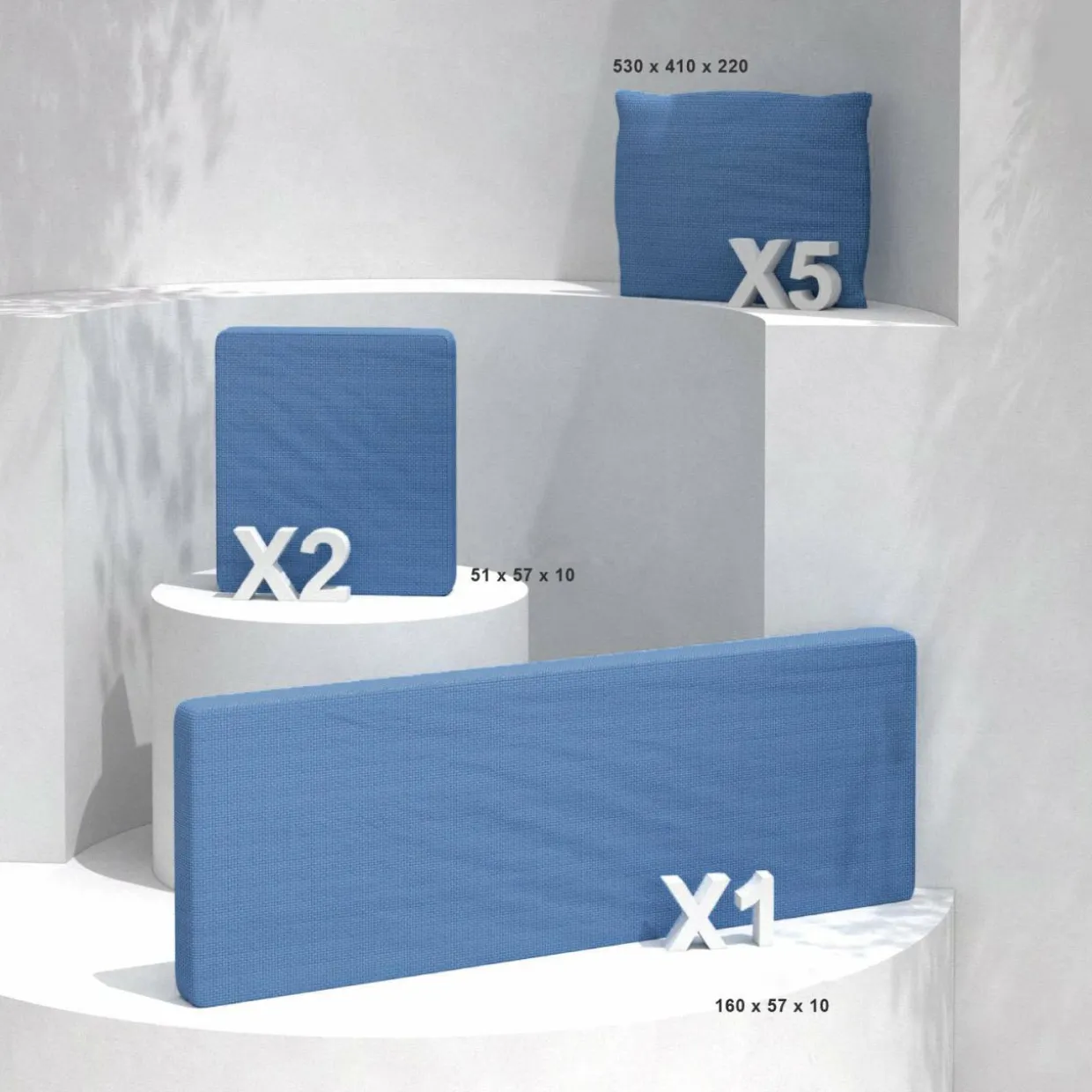 Housses de coussin de remplacement pour salon de jardin Calvi 5 places - Bleu
