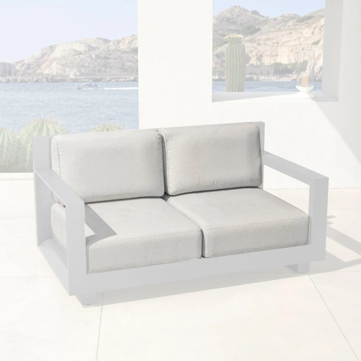 Housses de coussin de remplacement pour Canapé 2 places Elba Gris clair