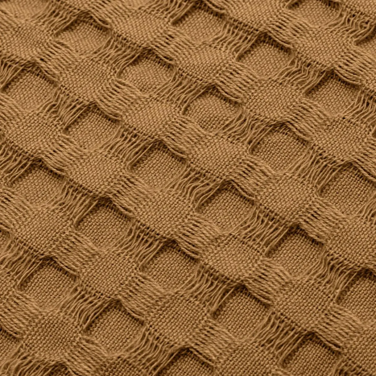 Jeté de lit coton nid d'abeille (130 x 160 cm) Maya Camel