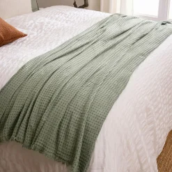 Jeté de lit coton (130 x 180 cm) Widdy Vert céladon