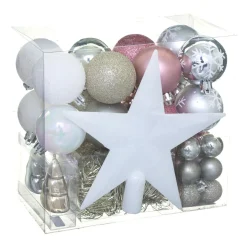 Kit de décoration de sapin de Noël Aspen Blanc/ Rose