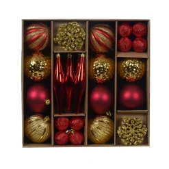 Kit de décoration de sapin de Noël Christmas Bordeaux et or clair