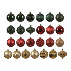 Kit de décoration de sapin de Noël Agéna Vert sapin, Rouge et Or