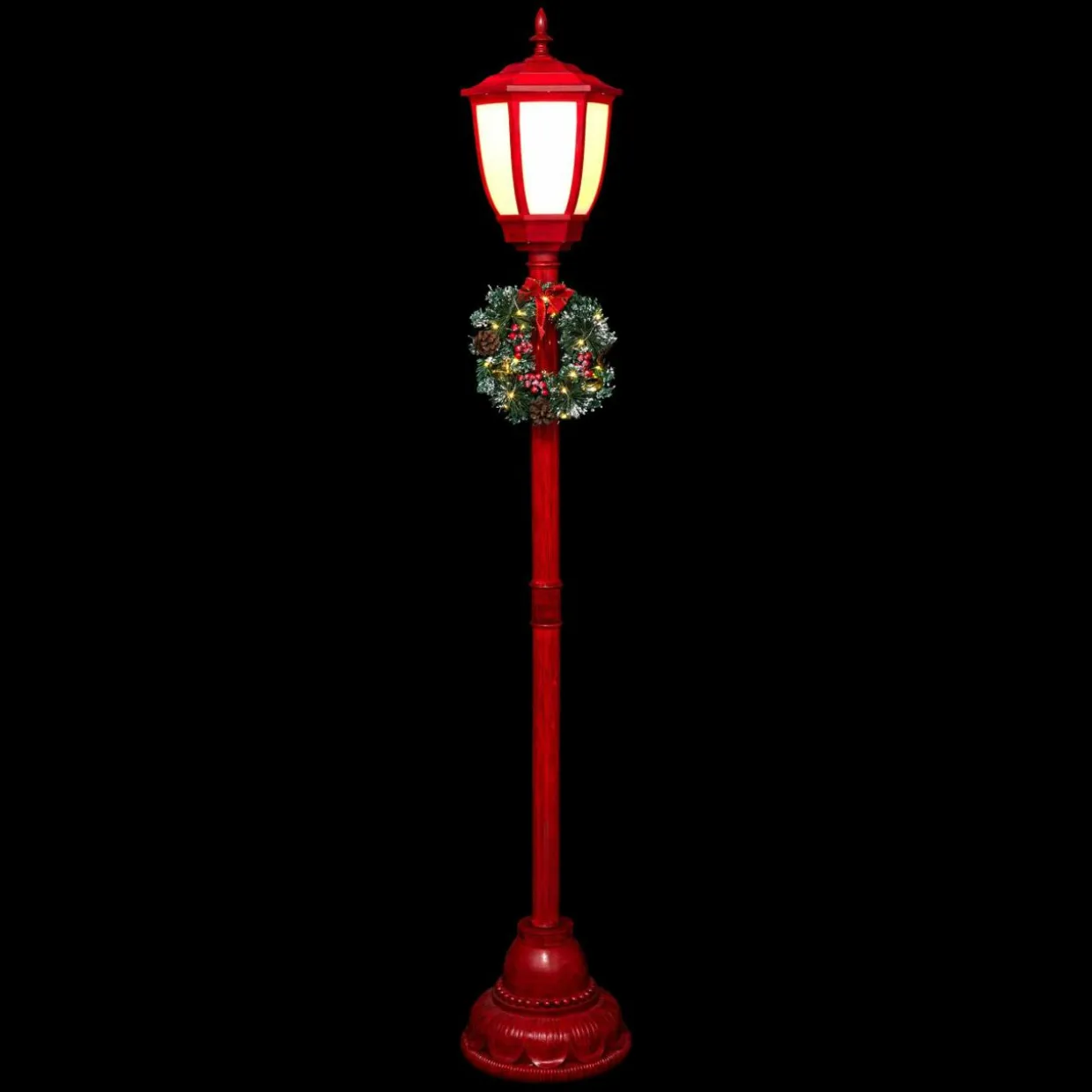 Lampadaire de Noël illuminé (H185 cm) London Rouge et Blanc chaud