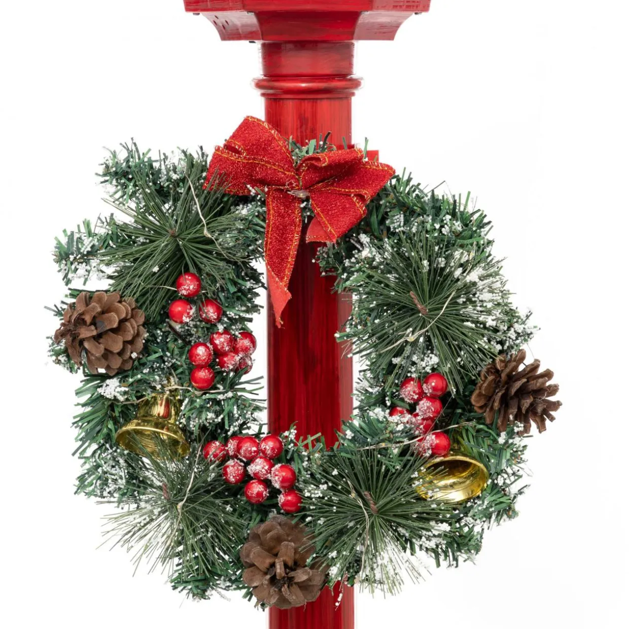 Lampadaire de Noël illuminé (H185 cm) London Rouge et Blanc chaud