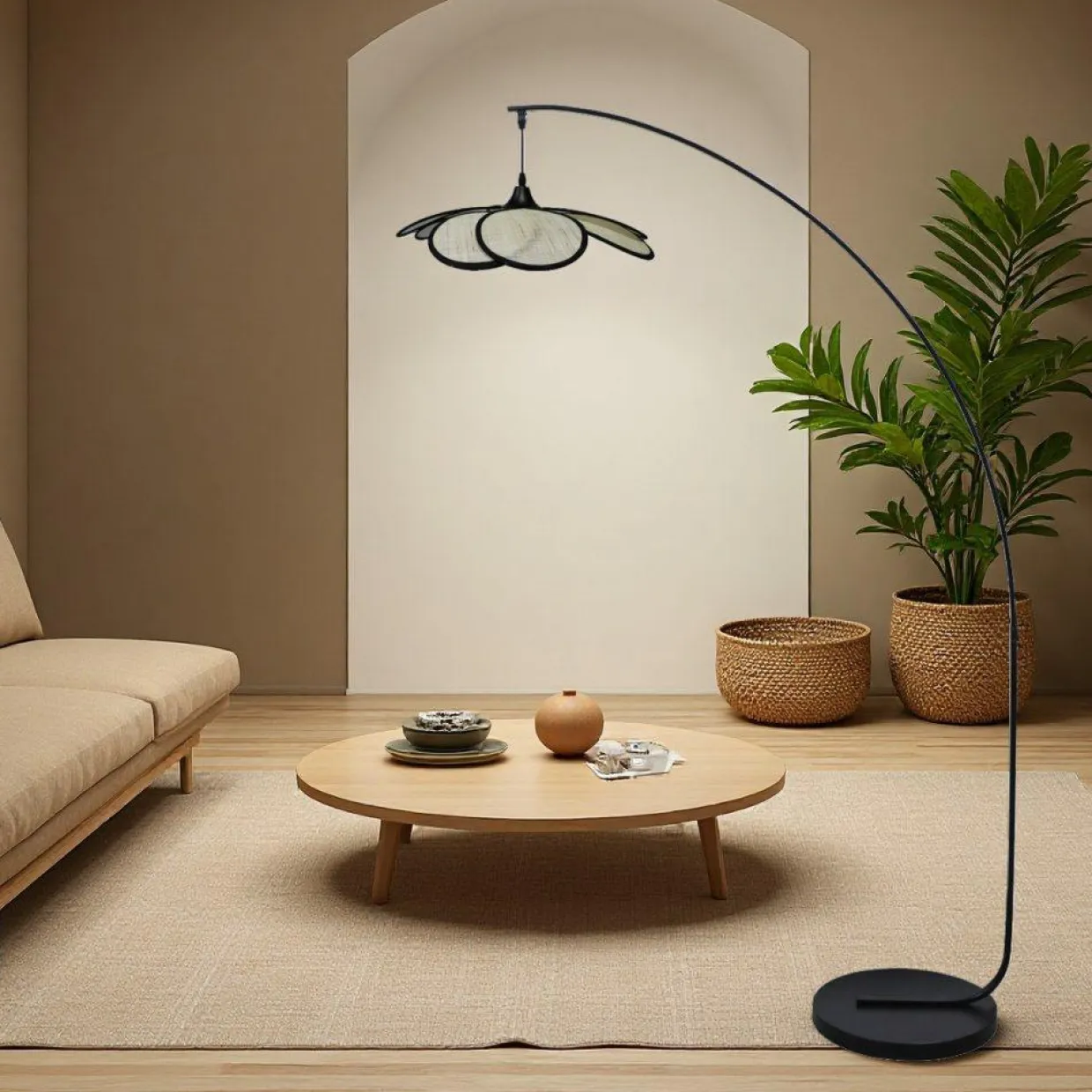 Lampadaire design pétale (H156 cm) Teruel Noir