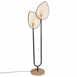Lampadaire double en rotin (H143 cm) Olme Beige