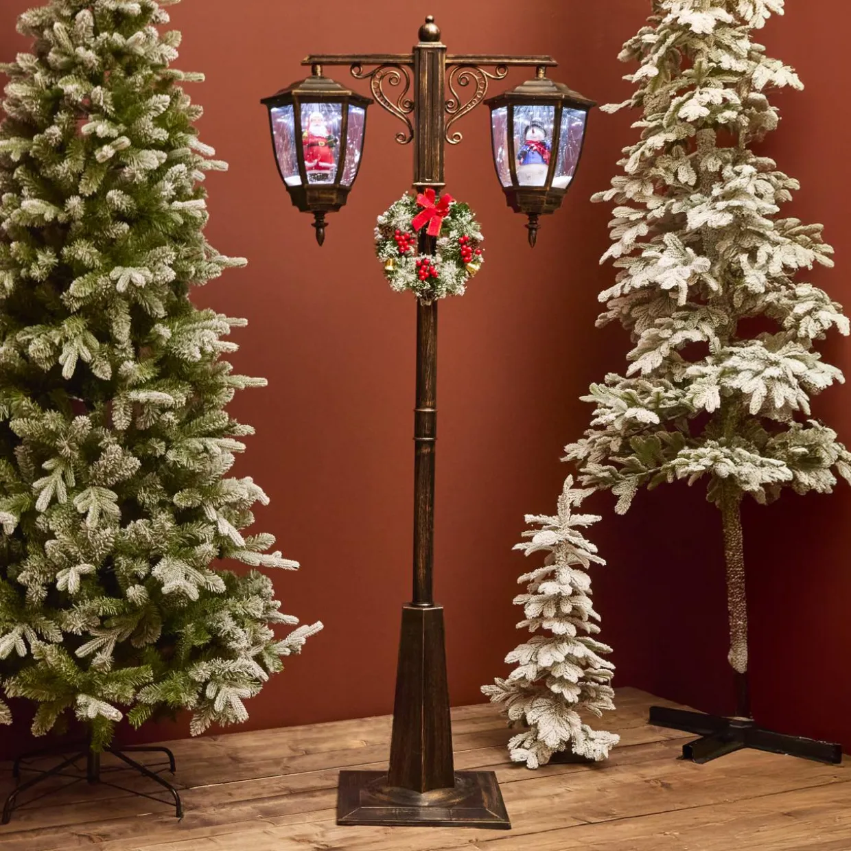 Lampadaire double illuminé 66 LED (H188 cm) Noël Magique Noir