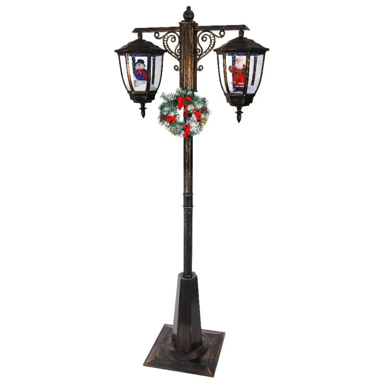 Lampadaire double illuminé 66 LED (H188 cm) Noël Magique Noir