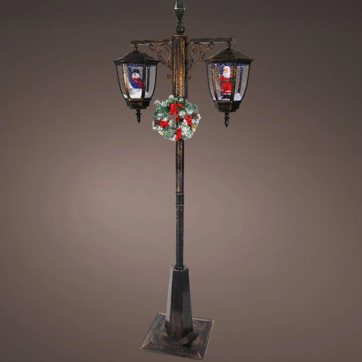 Lampadaire double illuminé 66 LED (H188 cm) Noël Magique Noir