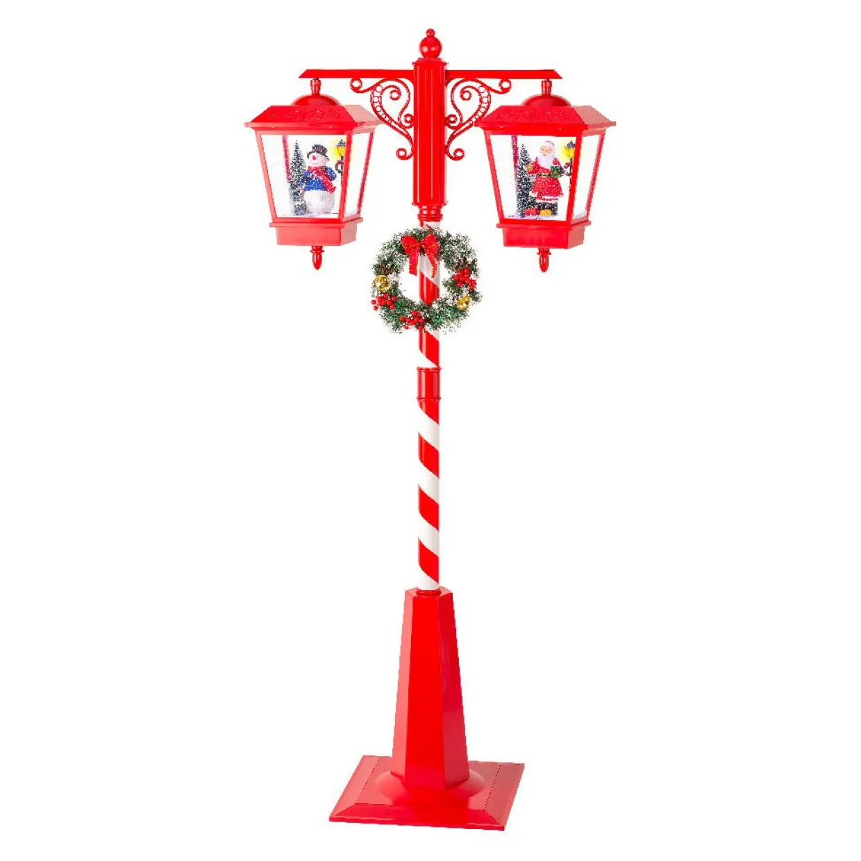 Lampadaire double illuminé 66 LED (H188 cm) Noël Magique Rouge