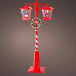 Lampadaire double illuminé 66 LED (H188 cm) Noël Magique Rouge