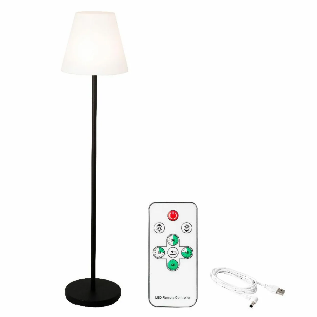 Lampadaire extérieur sans fil rechargeable USB LED (H150 cm) Brooklyn Noir