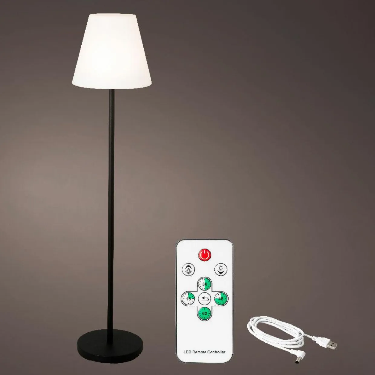 Lampadaire extérieur sans fil rechargeable USB LED (H150 cm) Brooklyn Noir